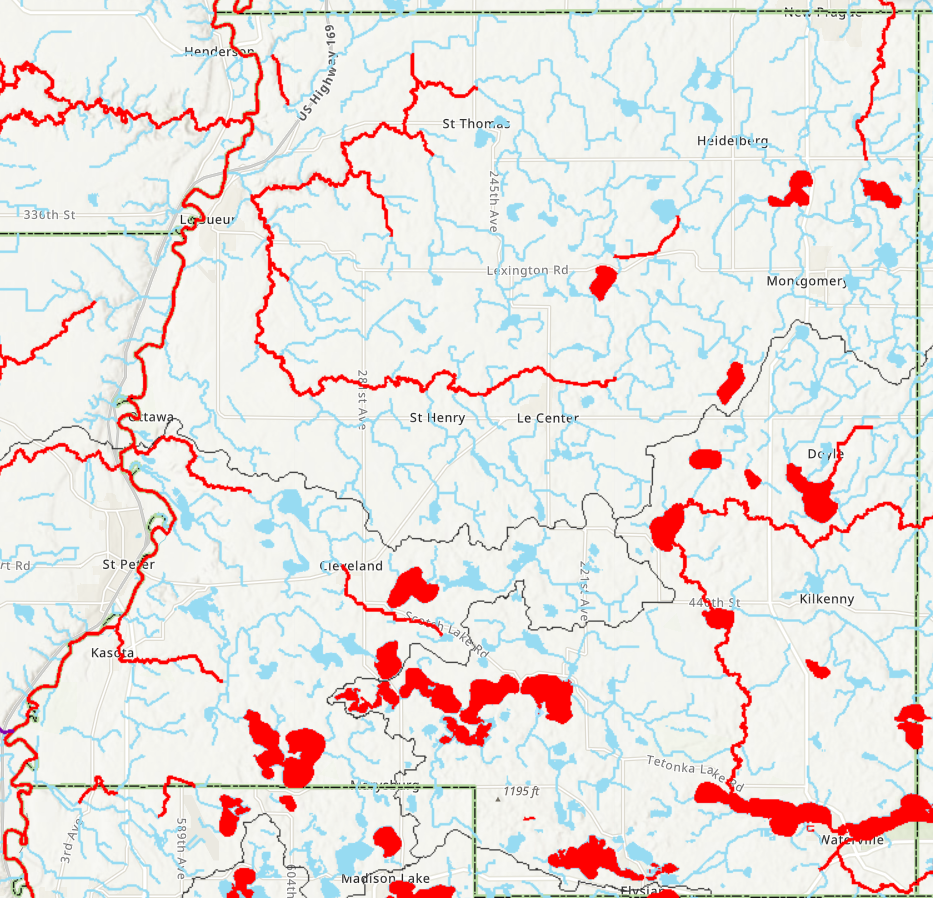 Le Sueur County Impaired waters